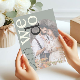 Convites Arch Typografia Foto Overlay Sage Casamento Verde