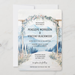 Convites Arch Wedding nas montanhas com 2 aquarela