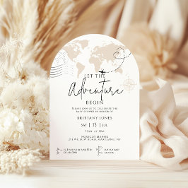 Convites Arch World Map viagem aventura começa o chá de fra