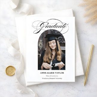 Convites Arched Photo and Script Graduate Announcement