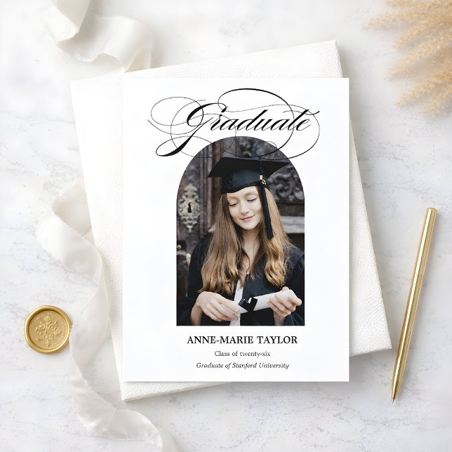 Convites Arched Photo and Script Graduate Announcement (Criador carregado)