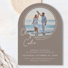 Convites Arched Photo Casual Script First Names Wedding