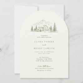 Convites Arched Sage Mountain Photo Wedding Invitation