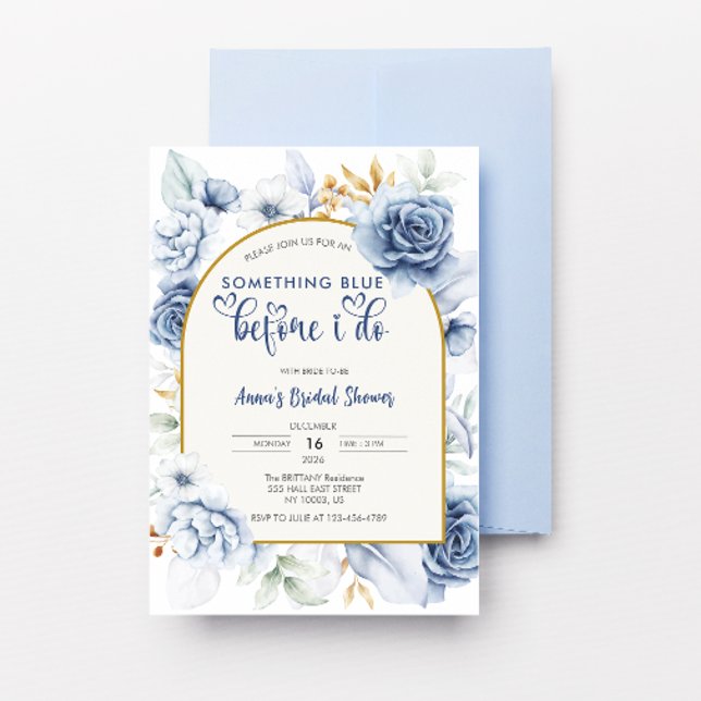 Convites Arco Algo Azul Antes de Eu Fazer Chá de Noiva (Arch Something Blue Before I Do Bridal Shower)