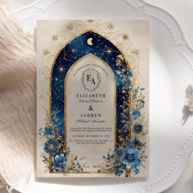 Convites Arco ao Luar em Casamento Azul Meia-Noite (Criador carregado)