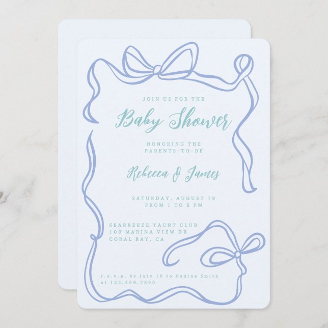 Convites Arco Azul Chá de fraldas Engraçado (Frente/Verso)