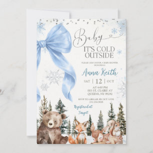 Convites Arco Azul Chuvoso de Inverno Baby Shower