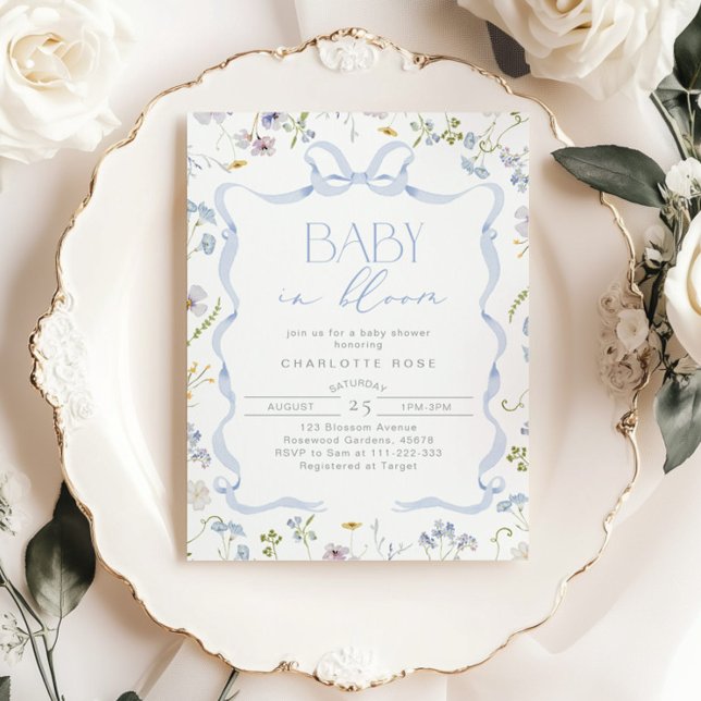 Convites Arco Azul, Flor Selvagem, Chá Blogue Baby Boy (Criador carregado)