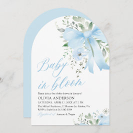 Convites Arco Azul no Chá de fraldas de Arco Floral Bloquea