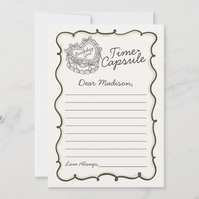 Convites Arco bege - Tempo de Bolo Retro Coração (Frente)