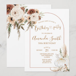 Convites Arco Boho de Abóbora Aniversário de 30 anos Jantar