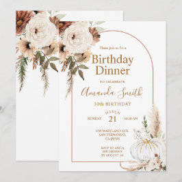 Convites Arco Boho Floral de Abóbora de Outono Aniversário 