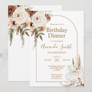 Convites Arco Boho Floral de Abóbora de Outono Aniversário 