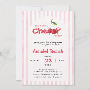 Convites Arco Boho Rosa com Cereja no Topo Chá de Bebê Meni