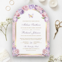 Arco Borboleta Casamento Floral Rosa Lavanda Doura