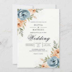 Convites Arco Botânico Casamento Blue Peach