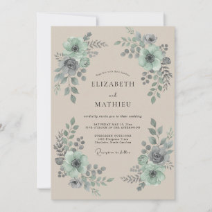Convites Arco Botânico de Noiva em Verde Menta