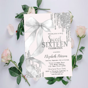 Convites Arco Branco Aquarela com Brilho Prateado e Gotas D