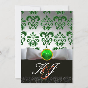 CONVITES ARCO BRANCO E MONOGRAMA GREEN DAMASK SHAMROCK