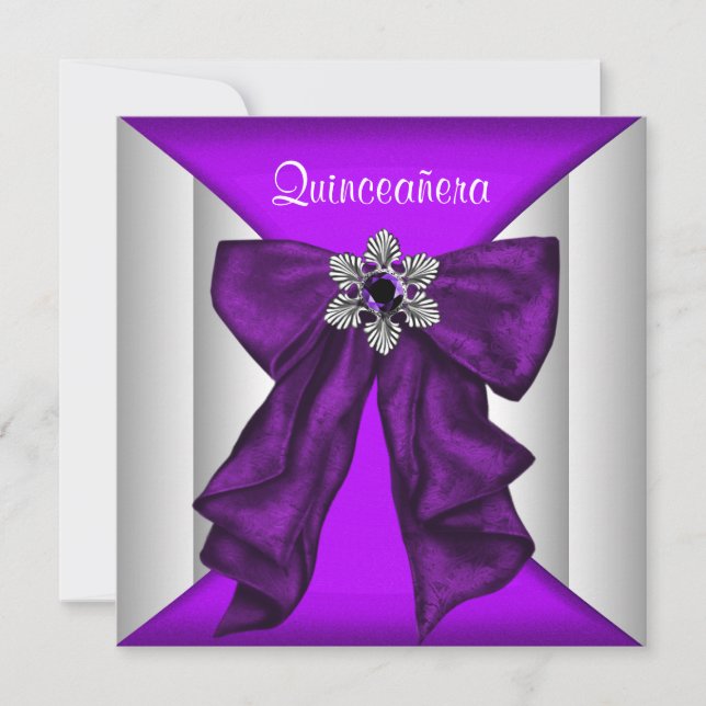 Convites Arco Branco Roxo Purple Quinceanera (Frente)