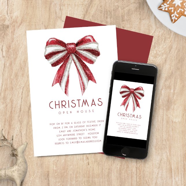 Convites Arco Branco vermelho brilhante Natal Aberto (Available digitally and printed)