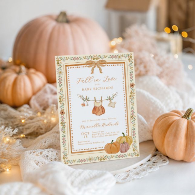 Convites Arco Cai no Amor Queda Chá de fraldas Girl (Criador carregado)