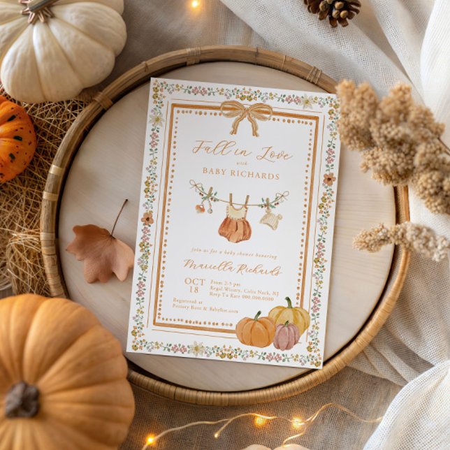 Convites Arco Cai no Amor Queda Chá de fraldas Girl (Criador carregado)