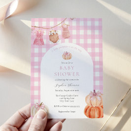 Convites Arco-Chá de Menina Pumpkin Rosa
