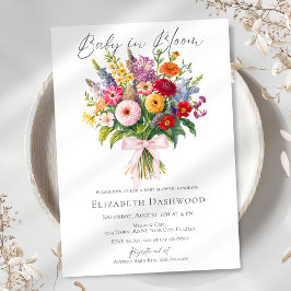 Convites Arco Colorido Flores de Jardim Rosa Chá de fraldas