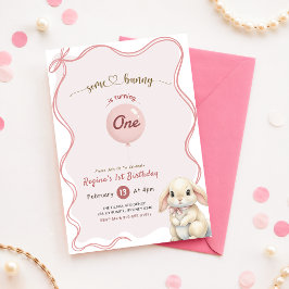 Convites Arco Coquete Rosa Coelhozinho 1º Aniversário