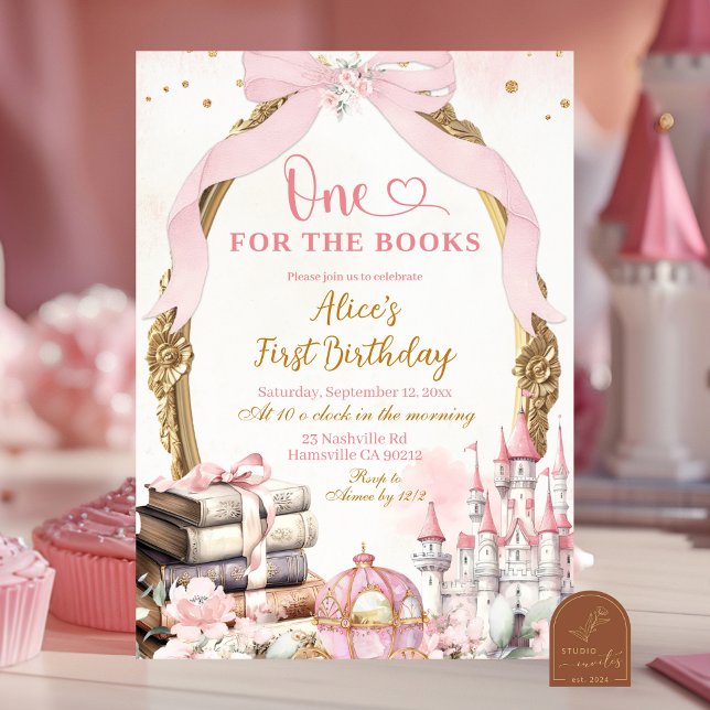 Convites Arco Coquete Rosa Conto de Fadas Livro Infantil 1º (Criador carregado)