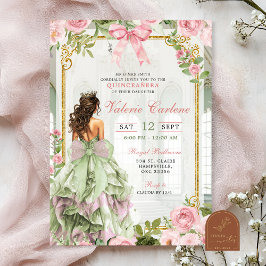 Convites Arco Coquete Sala Sage Rosa Quinceanera