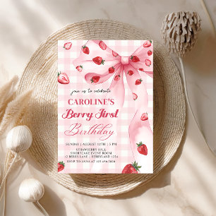 Convites Arco Coquette Berry First Strawberry primeiro aniv