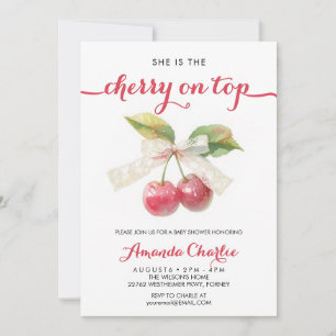 Convites Arco Coquette Cherry no Chá de fraldas superior da