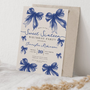 Convites Arco Coquette Fofo Aniversário de 16 anos Azul Nav