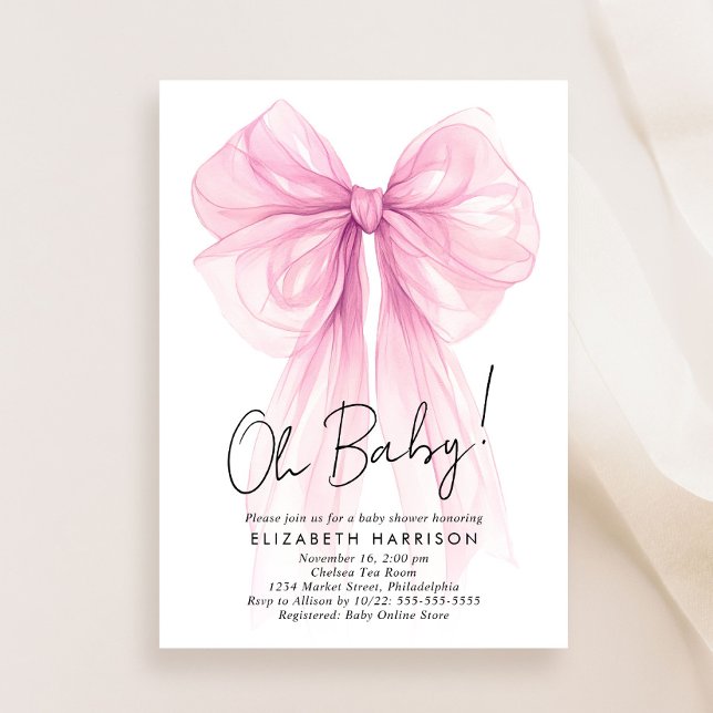 Convites Arco Cor de Água,  Rosa, Chá (Celebrate the upcoming arrival of your baby girl with a beautiful baby shower invitation)
