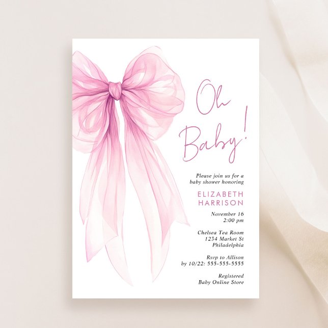 Convites Arco Cor de Água,  Rosa, Chá (Celebrate the upcoming arrival of your baby girl with a beautiful baby shower invitation)