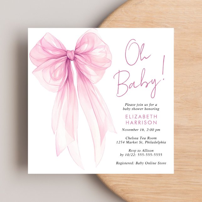 Convites Arco Cor de Água,  Rosa, Chá (Celebrate the upcoming arrival of your baby girl with a beautiful baby shower invitation)