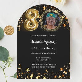 Convites Arco de 80 de aniversário das estrelas douradas pr