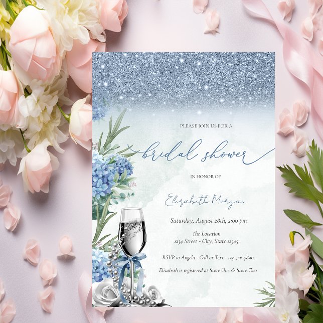 Convites Arco de algo azul brilho Champagne Hydrangea (Criador carregado)