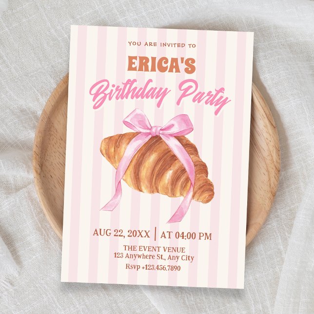 Convites Arco de aniversário de Croissant fofo (Criador carregado)