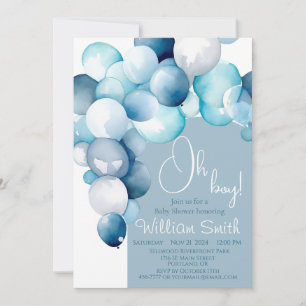 Convites Arco de balões azuis Oh Boy baby shower