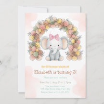 Arco de Balões de Aniversário de Elefante Bebê Fof