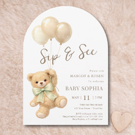 Convites Arco de Balões de Urso de Pelúcia Sip and See
