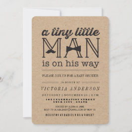 Convites Arco de bigode Tie Kraft Chá de fraldas