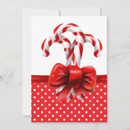 Convites Arco de canas de Natal com pontos vermelhos e bran