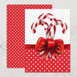 Convites Arco de canas de Natal com pontos vermelhos e bran