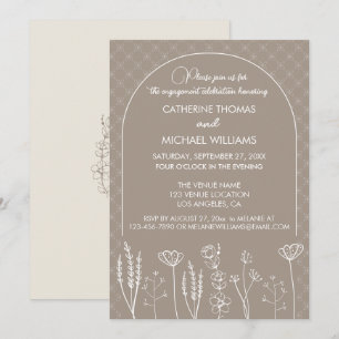 Convites Arco de casamento boêmio de flor selvagem bege