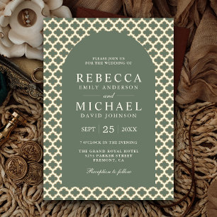 Convites Arco de Casamento Boho em Quatrefoil Marroquino Ve