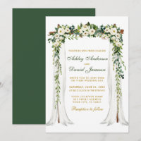 Arco de Casamento Cana-d-Água Floral Verde Dourado